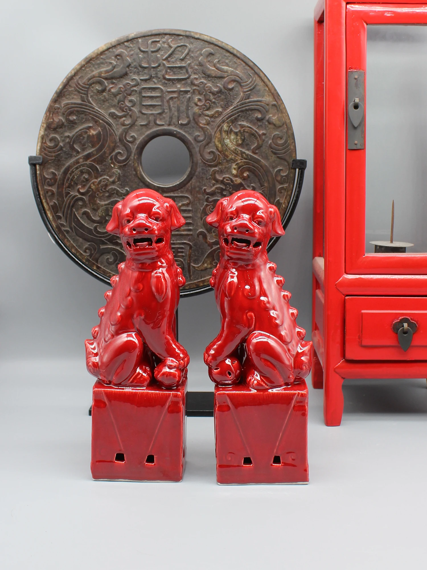 Paar Foo Dogs, Fu Dogs, Buddha Dogs, chinesische Wächterlöwen, Keramikskulptur, Heimdekoration – Detail 12
