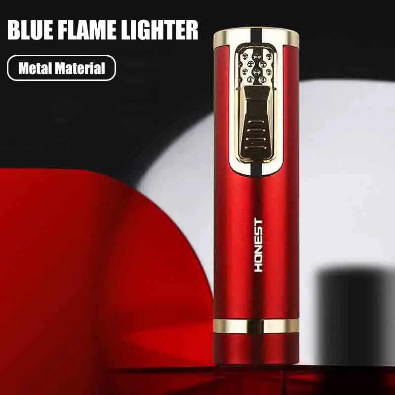 

HONEST Multi-function Cigar Lighter Windproof Strong Blue Flame Multiple Cigar Tools Metal Body Portable Ignition Tools