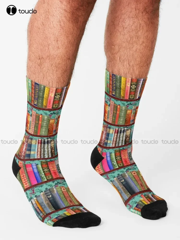 Christmas Vintage Books Holly  Socks Funny Socks Personalized Custom Unisex Adult Teen Youth Socks 360° Digital Print