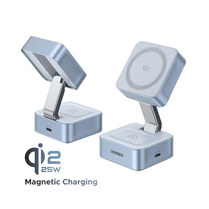 UGREEN Qi2.2 25W 15W 2-in-1 Magnetische Draadloze Oplaadstandaard Snellaadstandaard Oplader voor iPhone 16 17/AirPods Magflow Oplader - afbeelding 2