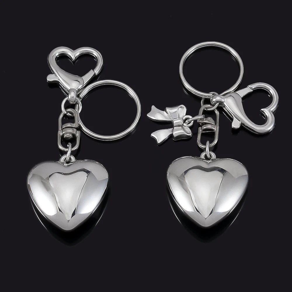 

Y2K Big Heart Keychain Silver Color Key Ring For Women Girls Cute Friendship Gift Car Handbag Decoration Handmade Jewelry DIY