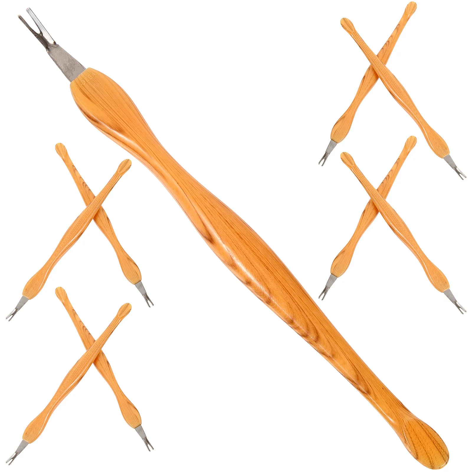 

10pcs Stainless Steel Wood Grain Dead Skin Fork Lightweight Nail Cuticle Pusher Remover Pedicure Tools Manicure Kit Salon Home