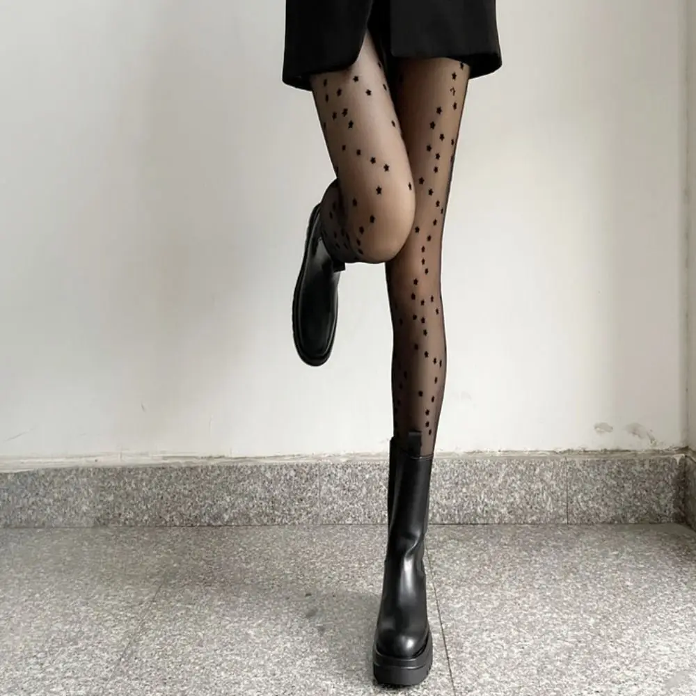 Bas étoile pour femmes, collants en velours fin, coupe arbitraire, Anti-crochet, motif imprimé