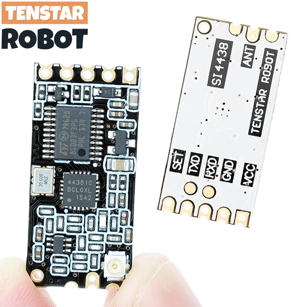 TENSTAR 2pcs Black HC-12 433Mhz SI4438 Chip Wireless Serial Port Module 1000m With Antenna Replace Bluetooth