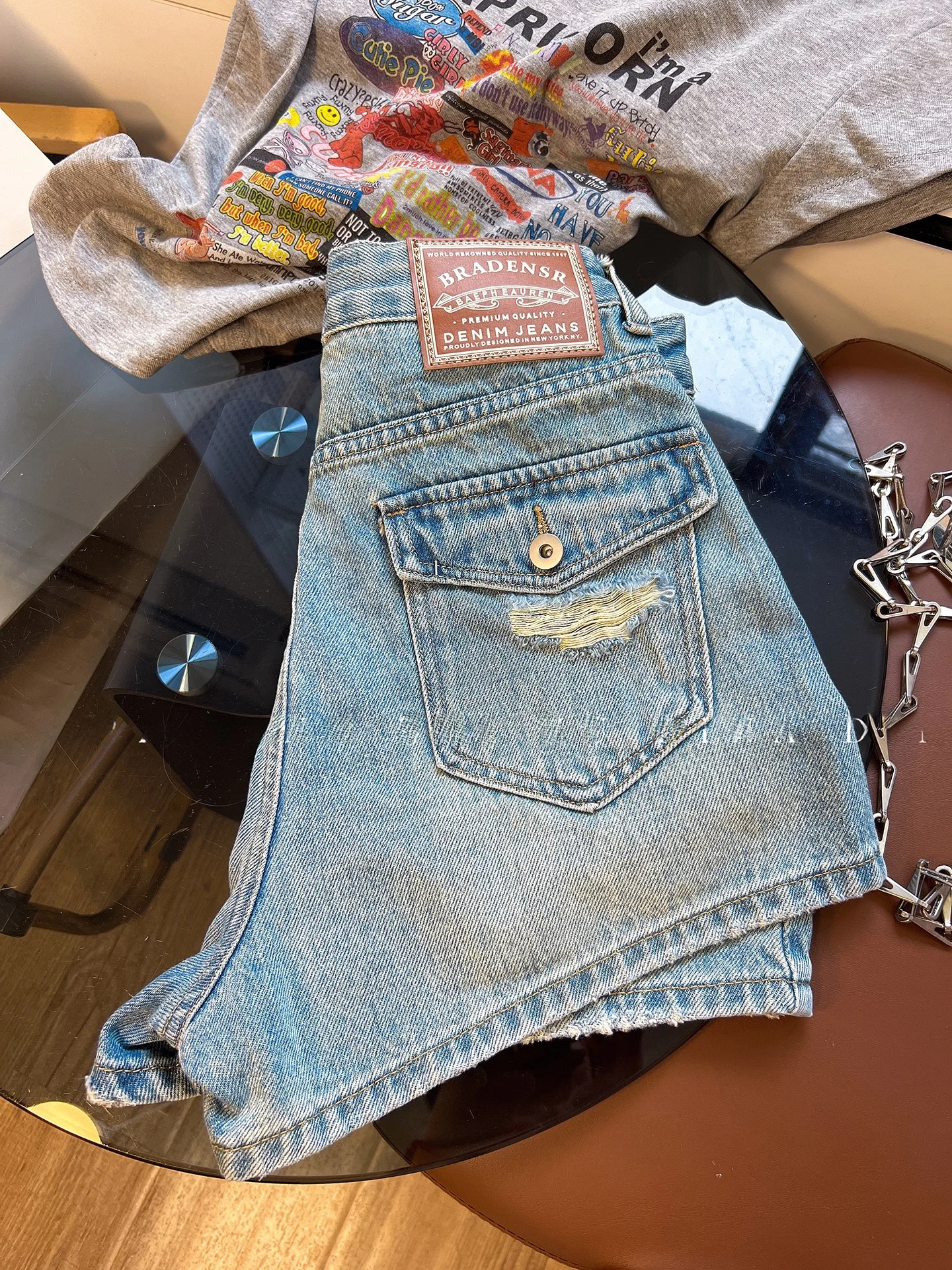High Waist Wide Leg Jeans Shorts Women's Summer New Loose European Version Hot Pants Retro Style A-Line Flared Trousers