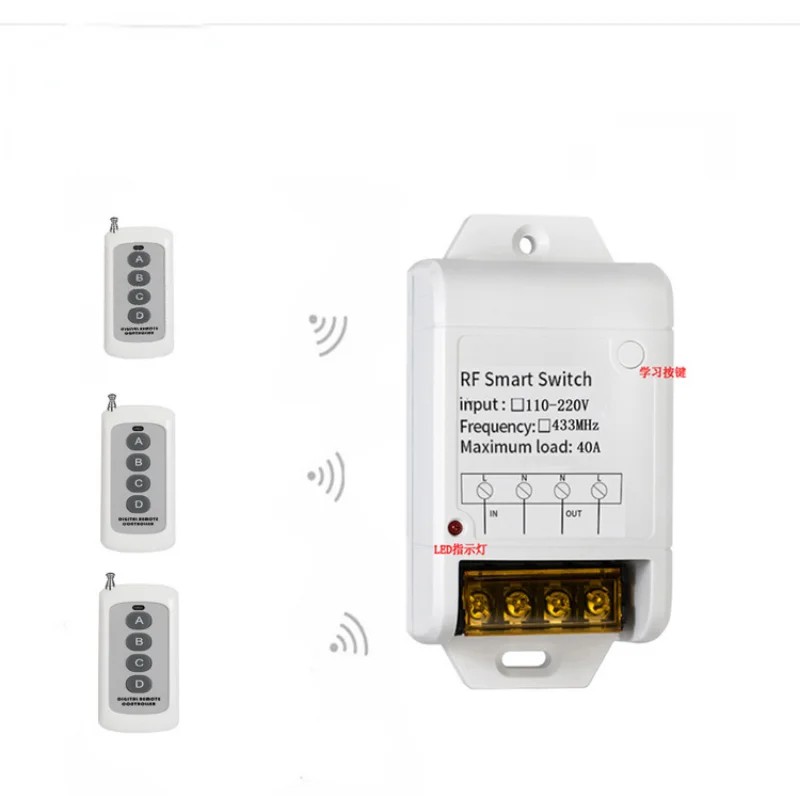 433 Mhz Universele Draadloze Rf Afstandsbediening Schakelaar Ac 220V 1CH 30A Relais Ontvanger 433 Mhz Afstandsbediening Voor waterpomp