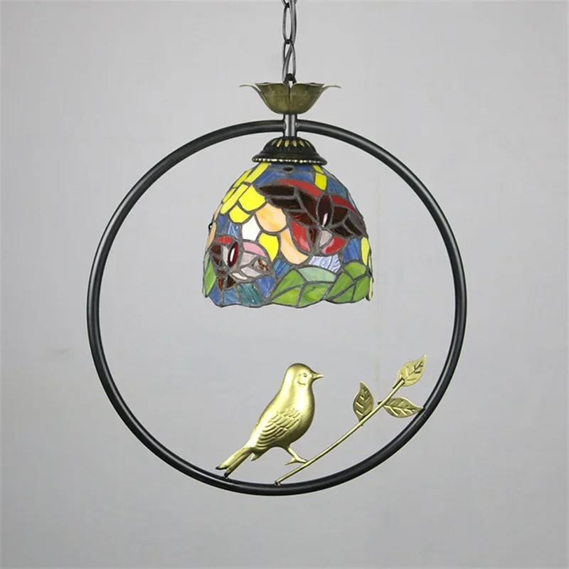 ALBERT Tiffany Pendant Lamp LED Creative Color Glass Hanging Light Bird Decor for Home Dining Room Bedroom Balcony