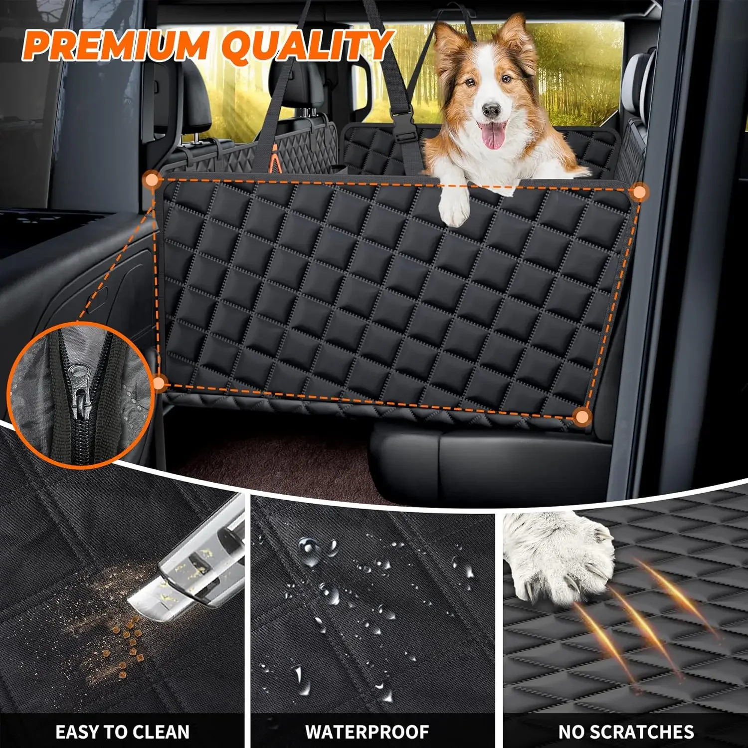 Funda para asiento trasero de camión para perros, hamaca grande para perros, extensor de camiones con 6 tableros plegables, asiento trasero de coche, cama de fondo duro para mascotas Wat