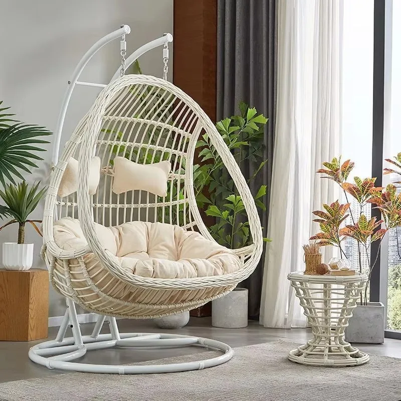 Double Cradle Swing Rattan Chair Outdoor Terrace Hammock