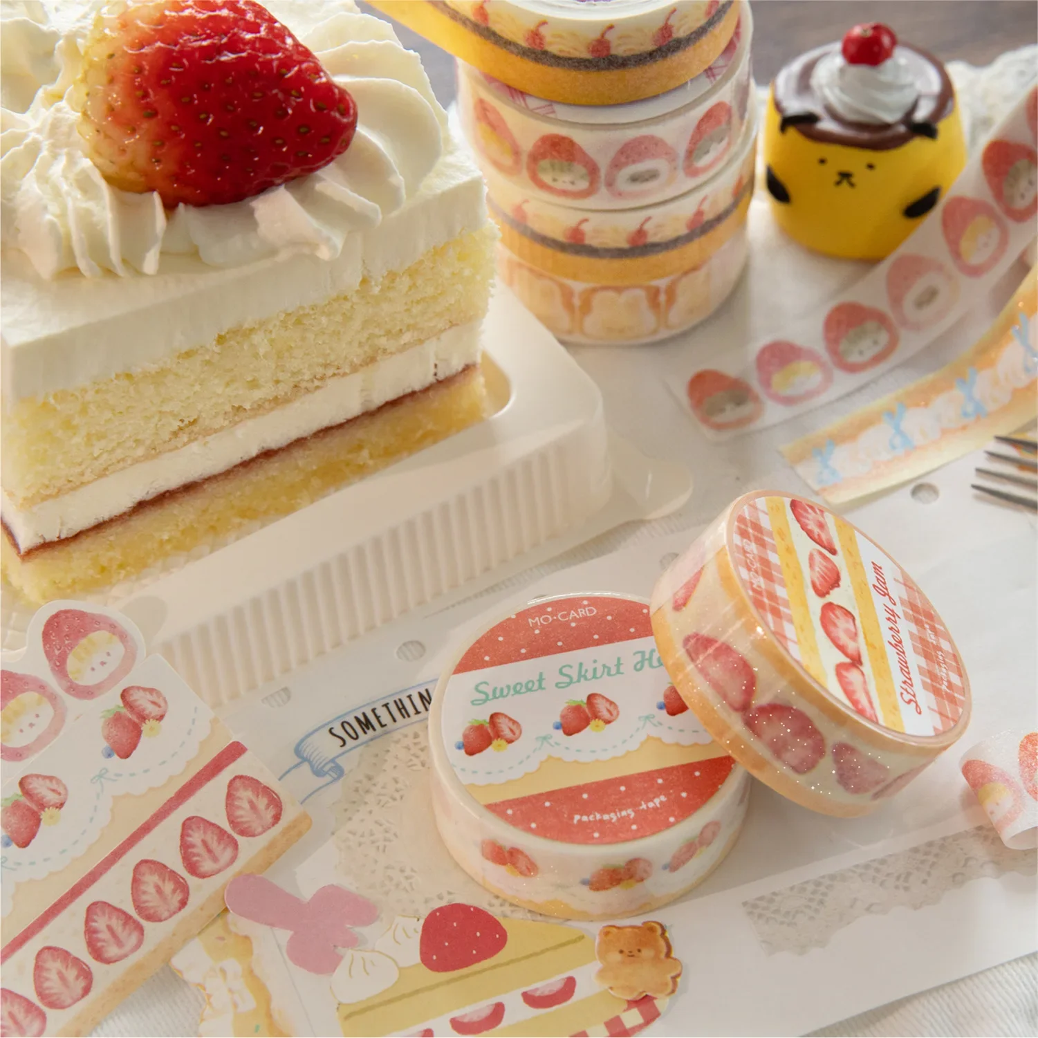 15mm * 2m Ding Ding Cake Shop Series Kawaii Ins Cute Dessert Sparkling Sand Washi Tape DIY Scrapbook Aesthetic Masking Tape