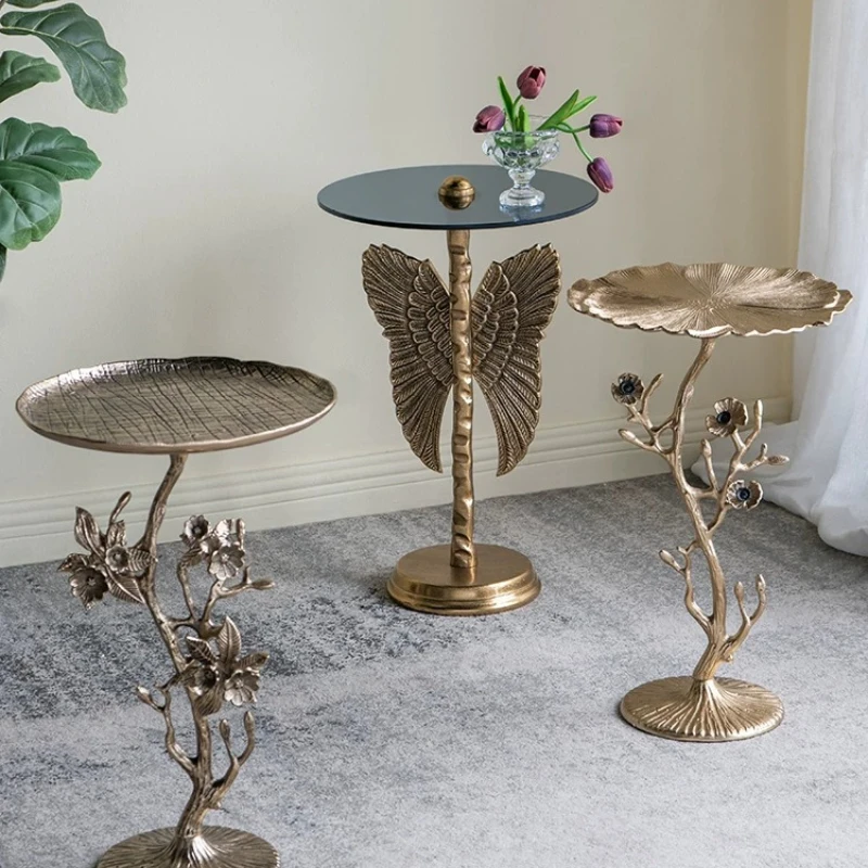 Living room sofa coffee table corner shelf bedroom bedside retro coffee table balcony small round table movable