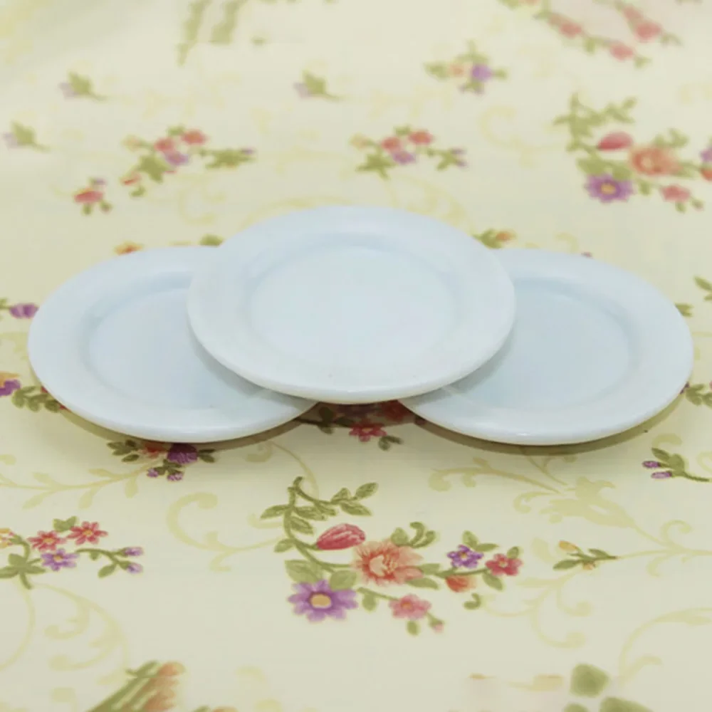 1Pcs 1/12 Doll House Miniature Dessert Ceramic Plate Simulation Kitchen Dish Model for Mini Decoration Dollhouse Accessories
