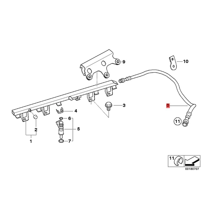 Fuel Hose Inlet To Fuel Rail 13537560586 For BMW E90 325I 325Xi E91 E92