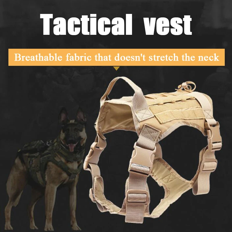 

Tactical Dog Harness Vest Military Dog Clothes Working Training Molle Vest Metal Buckles Loop for Dogs Harness Pulling Handle