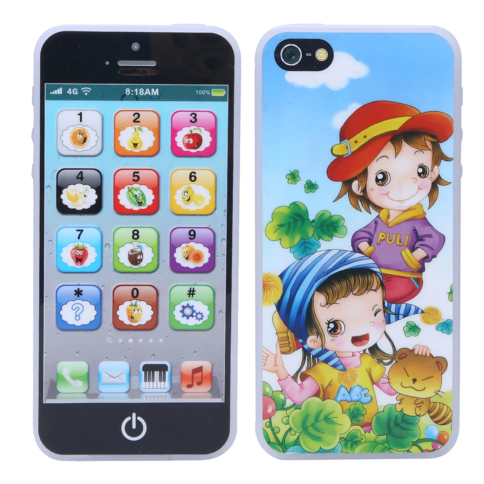 Telefone de aprendizagem de inglês para crianças, luz interativa, música, brinquedo educacional, desenho animado, presente seguro, desenvolvimento precoce do bebê, não tóxico