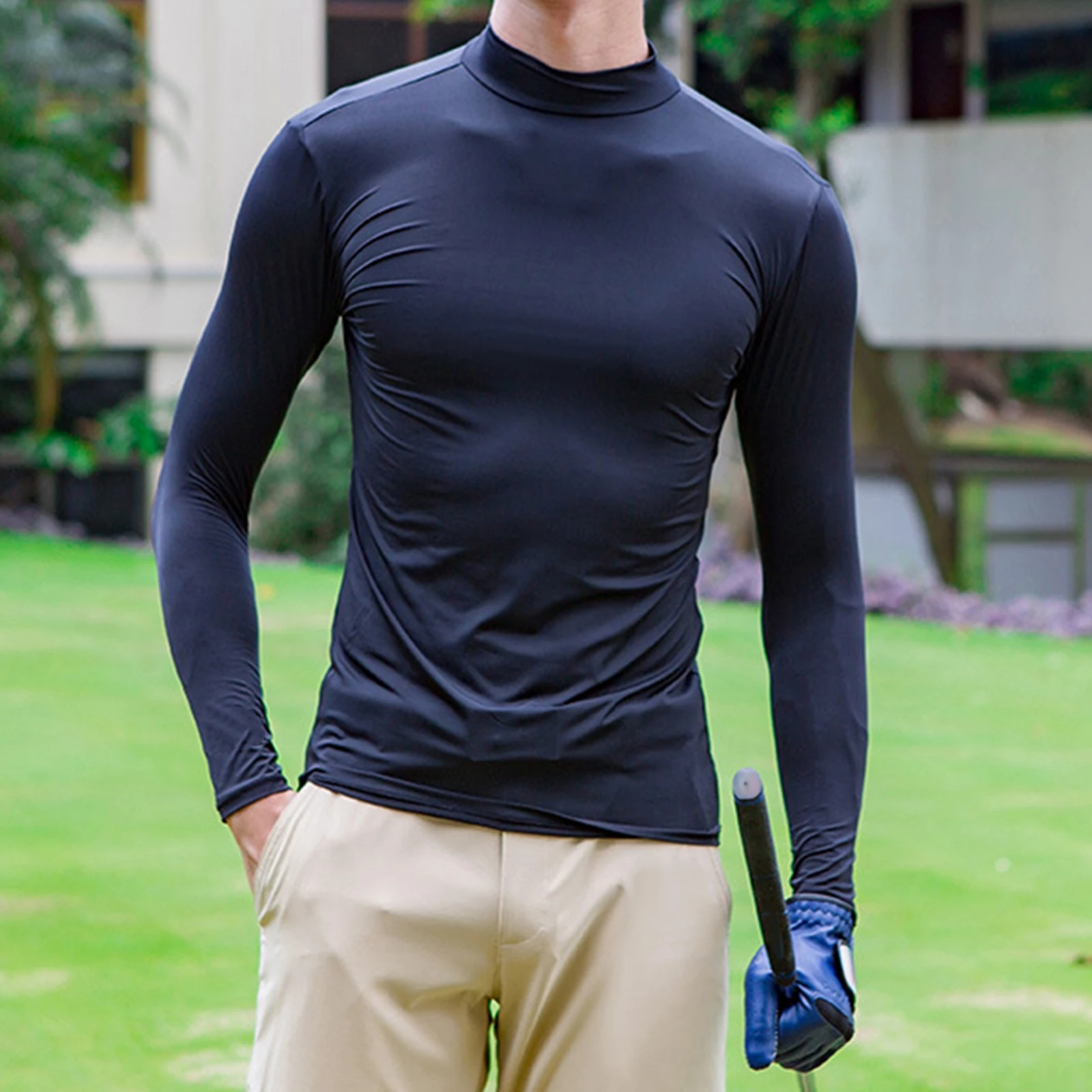 Sunscreen Tops Golf Bottoming Shirts Clothing UV Protector Long Sleeve Sportswear Golf Men Ice Silk Shirt for Golfer Summer