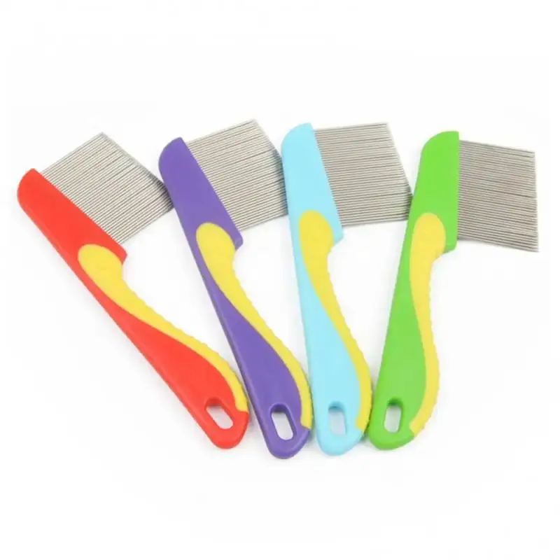 مشط شعر من الفولاذ المقاوم للصدأ، مشط قمل شعر برأس نيت الاحترافي ذو أسنان دقيقة مع مقبض فرشاة شعر للأدوات