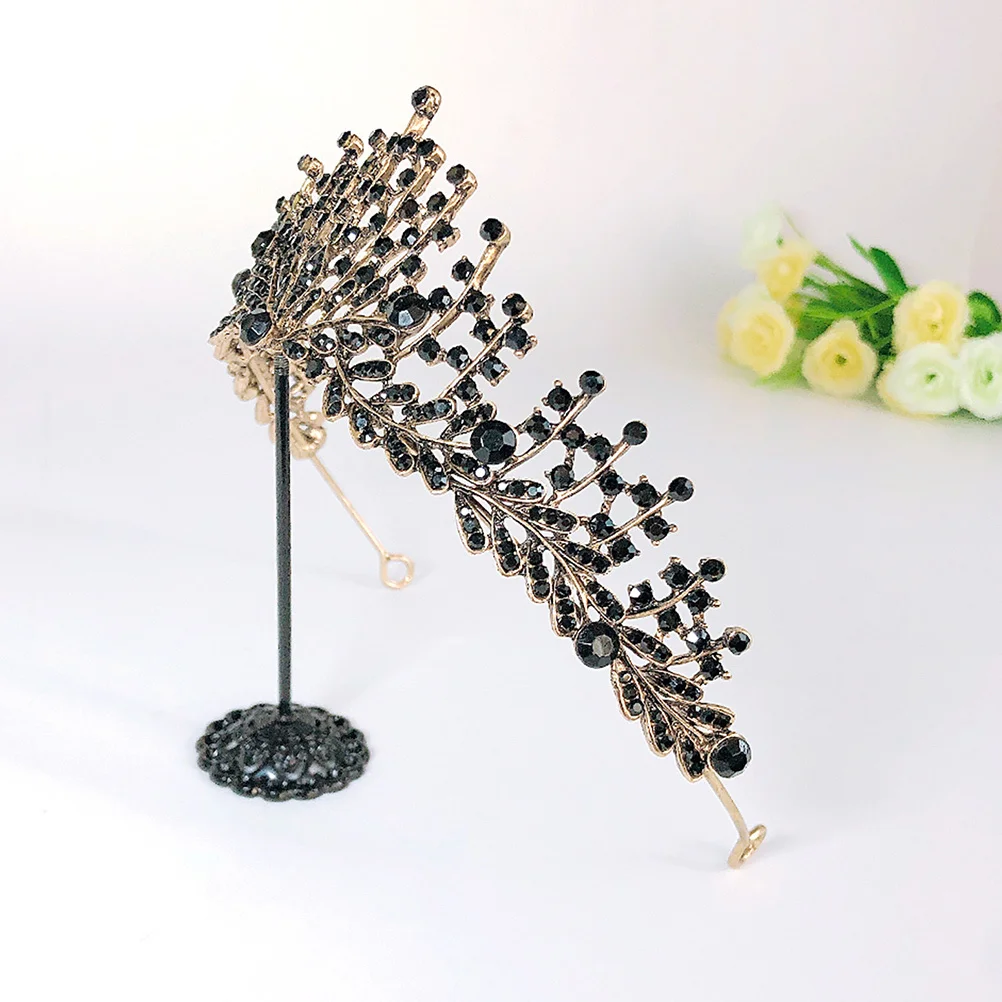 

1Pcs Black Baroque Bridal Crown Retro Headdress Wedding Party Tiara Pearl Crystal Headwear Elegant Hair Decoration