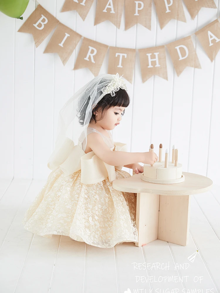 New Spring and Autumn Wedding Elegance Princess Dress Girls Birthday Puff Yarn bebe disfraz recién nacido  아기 코스프레