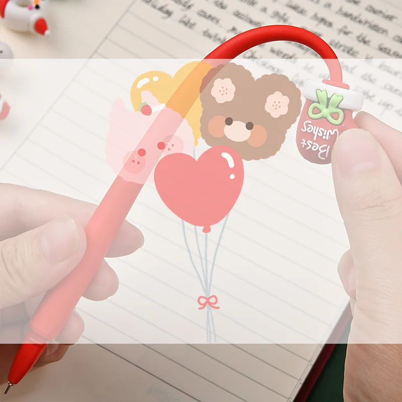 

Kawaii Рождественская гелевая ручка 0,5 мм с черными чернилами, милая рождественская елка, Лось, Санта-Снеговики, нейтральная ручка, школьные канцелярские принадлежности, подарок для детей