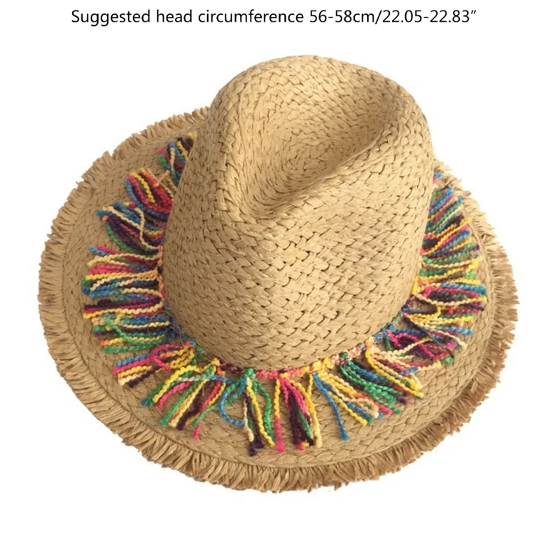 Sombrero de paja de Cinco de Mayo, Sombrero de estrella mexicana, Sombrero de playa con borla colorida, sombreros de paja