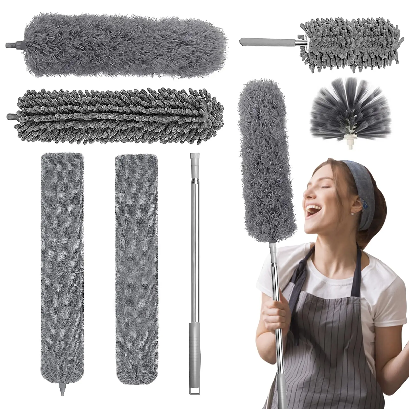 Microfiber Feather Duster,  Reusable Bendable Washable Duster, Extendable Long Feather Duster for Cleaning Fan, Blinds Furniture