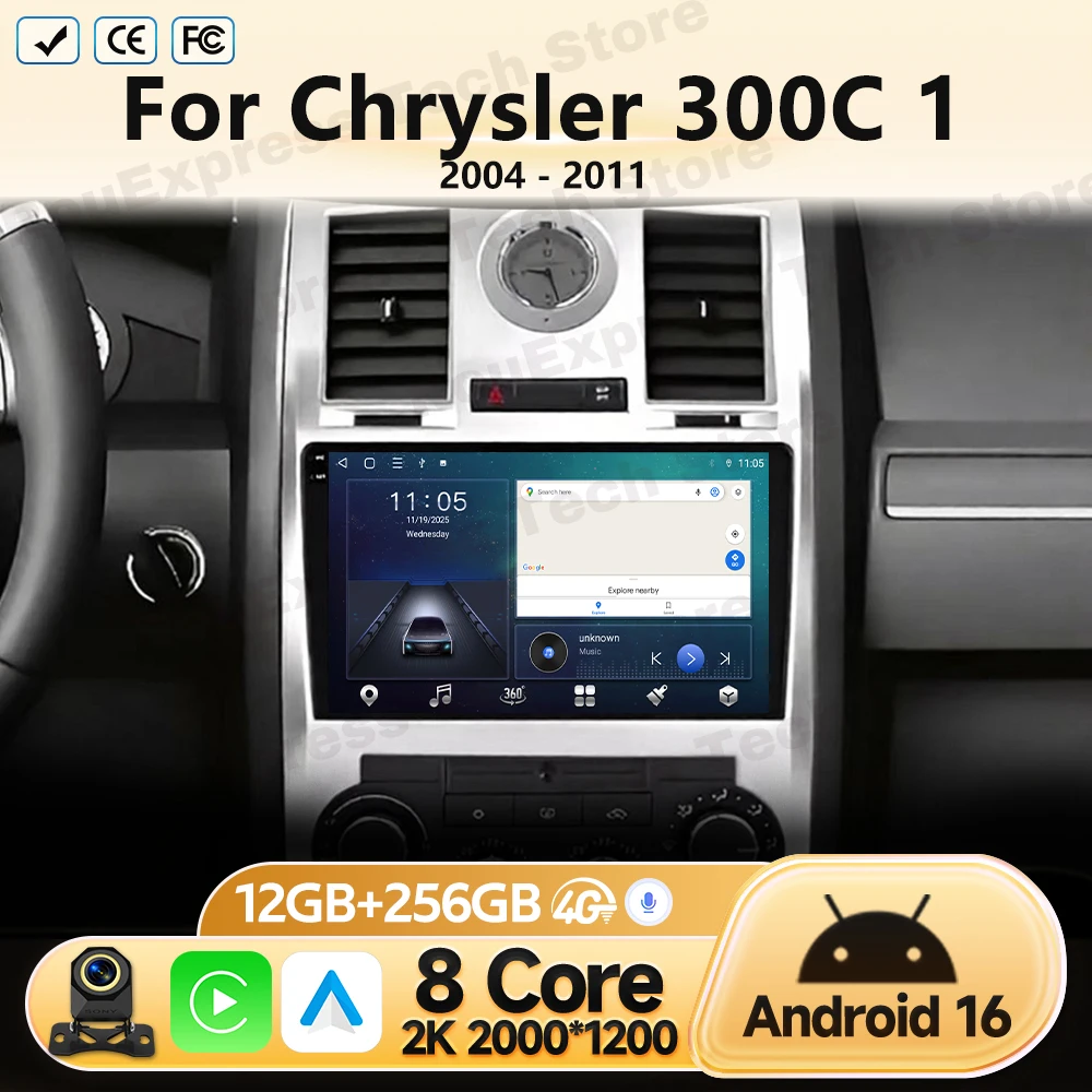 GPS Navigation For Chrysler 300C 1 2004 2005 2006 2007-2011 Car Android Auto Radio Multimedia Video Player Stereo Head Unit WIFI