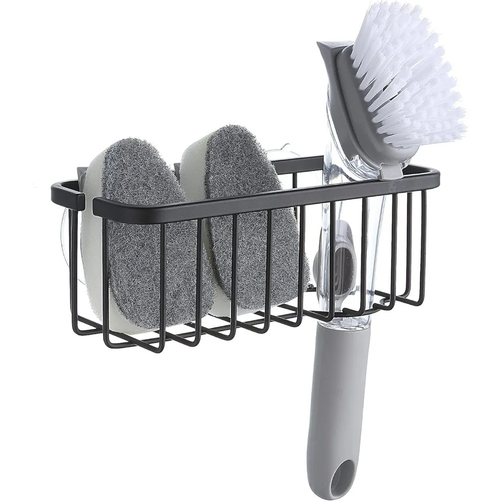 

Черный органайзер для раковины NeverRust, клейкий/держатель губки (7,4 x 3,3 x 2,75 дюйма) — аксессуары в комплект не входят