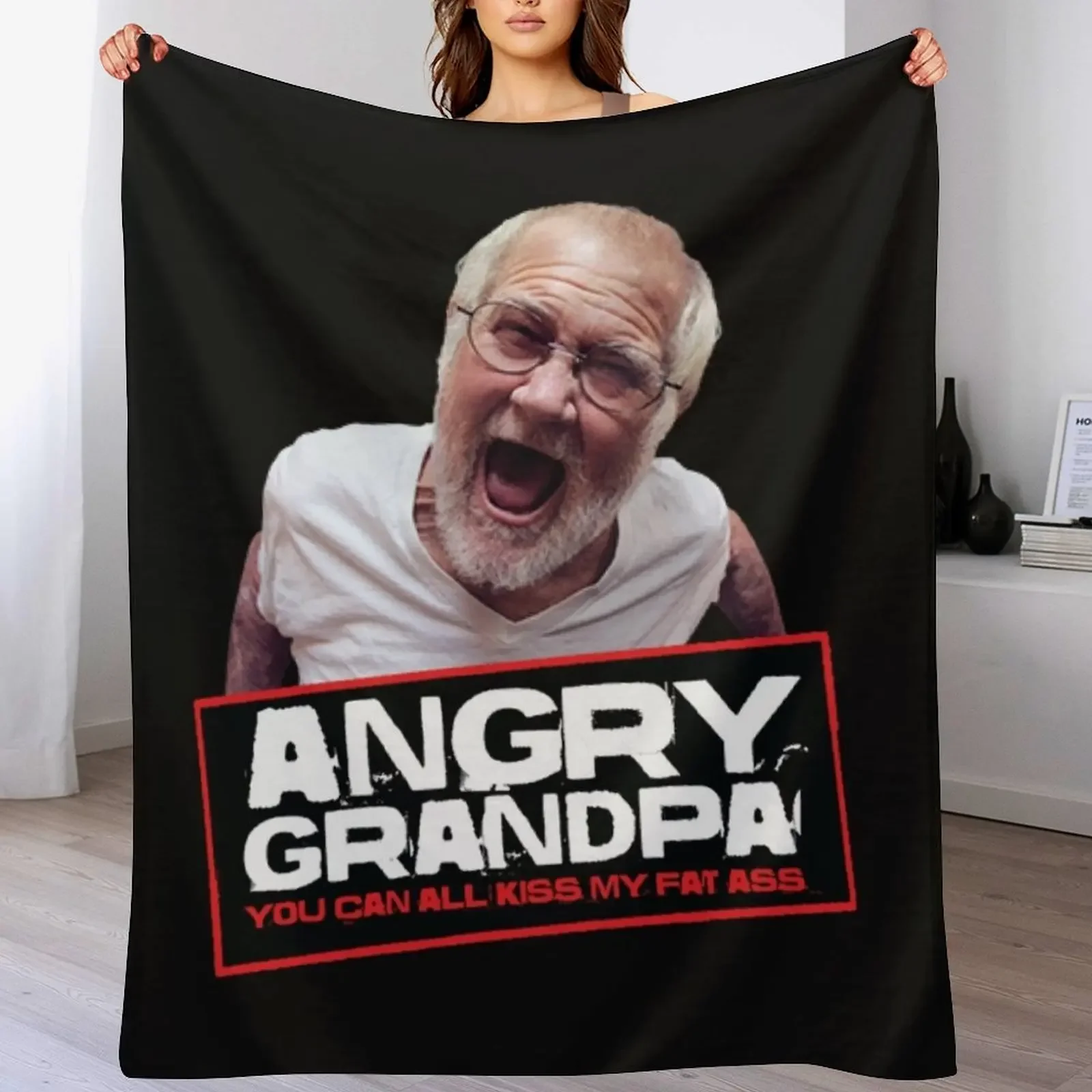 

angry grandpa Throw Blanket Portable Lightweight Blanket for Travel Camping