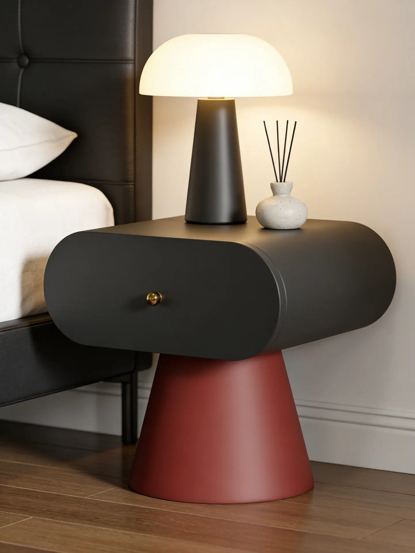 #New Style Light Luxury Stone Bedside Table Modern Design Luxury Storage Cabinet for Hotel Bedroom with High-Level Storage