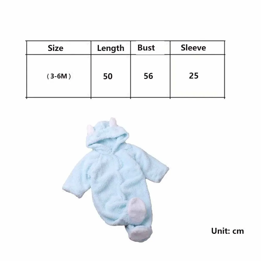 Cute Warm Baby Jumpsuits Hooded 3-6 Months Infant Rompers Long Sleeve Newborn Onesie Pajamas
