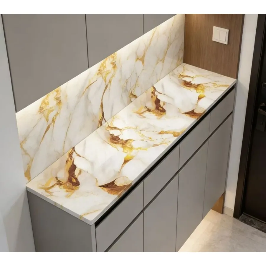 Yellow Marble Pattern Wallpaper Simple Self-adhesive Wallpaper Building Materials Background Wall Paper Trendy and Fashionable