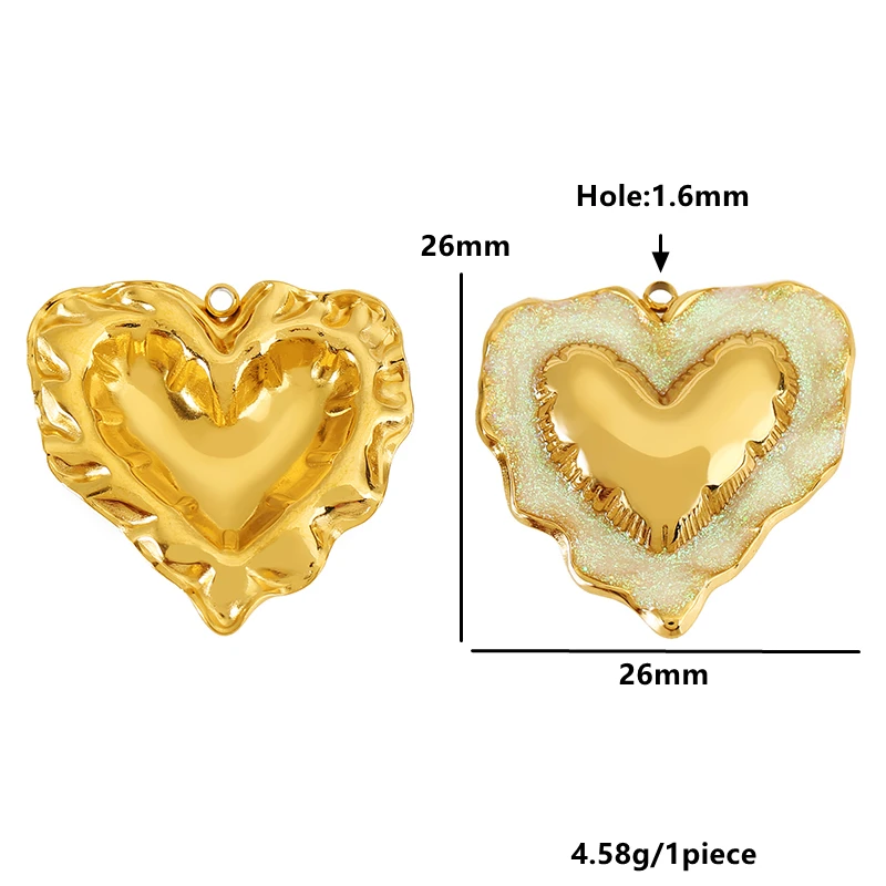 3pcs Stainless Steel Wave Love Heart Charm Enamel Heart Pendant Jewelry Findings Charms for DIY Women Earring Necklace Making view 5