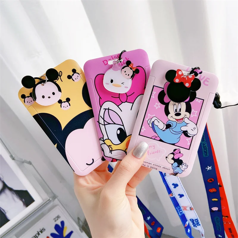 Lovely Disney Anime Credential Badge Holder Mickey Mouse Subway Card Holders  Minnie Student Campus Lanyard Cards Holder