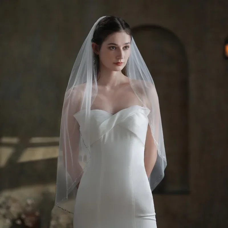 

French Single Layer Bridal Veil Vintage Diamond Wedding Headwear