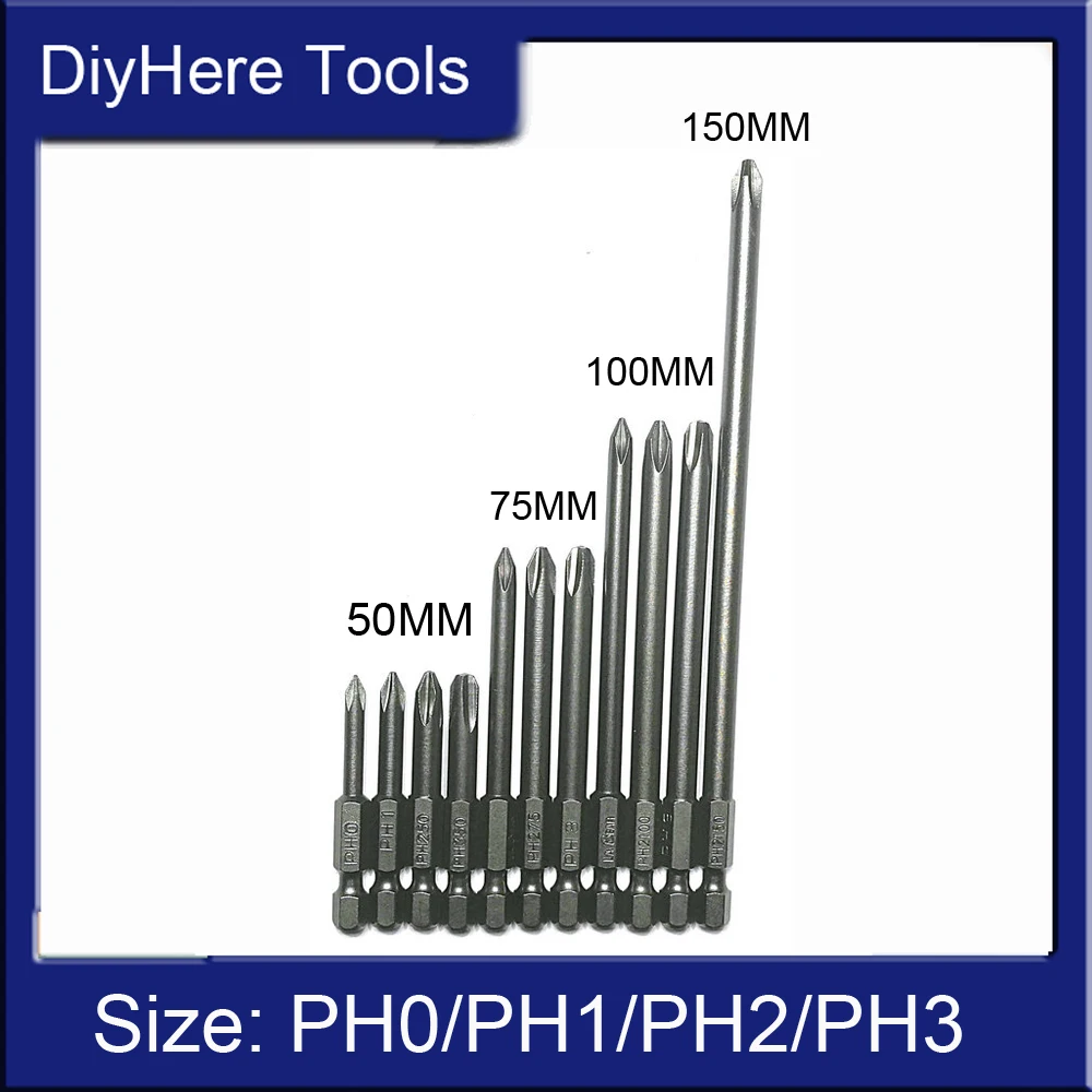 1Pc PH0 PH1 PH2 PH3 Screwdriver Bit Magnetic Phillips Screwdriver Bit 1/4