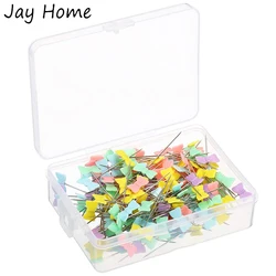 100Pcs Flat Head Straight Pins Multicolor Bow Tie Head Sewing Pins Quilting Pins for Dressmaker DIY Sewing Craft Decorative Pins