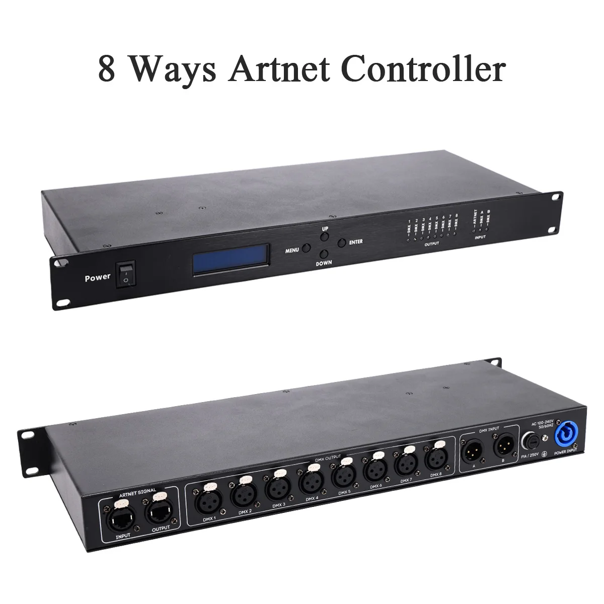 جديد 3/5 دبوس Artnet Dmx 8 طرق شبكة موسع الناتج 8x512 4096 قنوات للمرحلة Dj وحدة تحكم في الإضاءة Artnet إلى عقد DMX