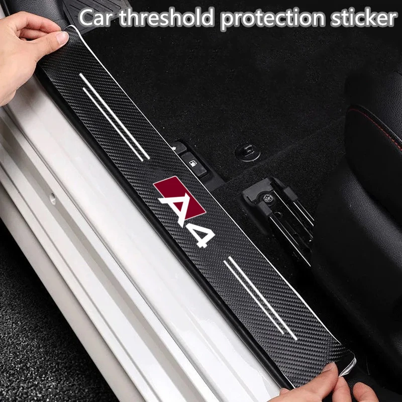 Carbon Fiber Car Door Threshold Sticker Auto Trunk Protective Strip for audi sport RS A1 A3 A4 B7 B8 A5 A6 A7 A8 Q3 Q5 Q7 Q8 TT