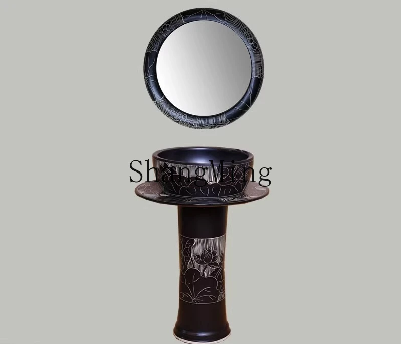 

CL Chinese-style floor-to-ceiling column-type integrated washbasin household bathroom washbasin garden washbasin ceramic
