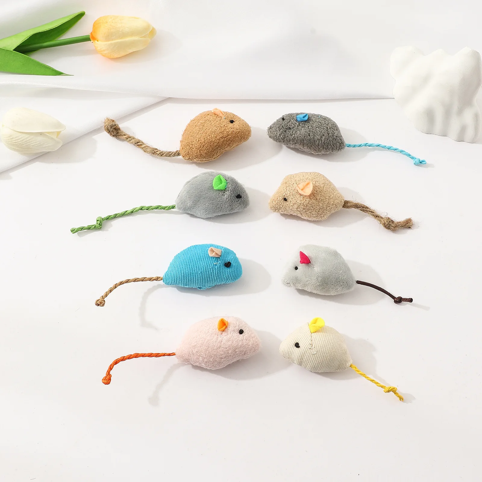 

3/7PCS Interactive Plush Rat And Cat Toys With Durable Linen Perfect For Small Breeds Safe For Indoor Play