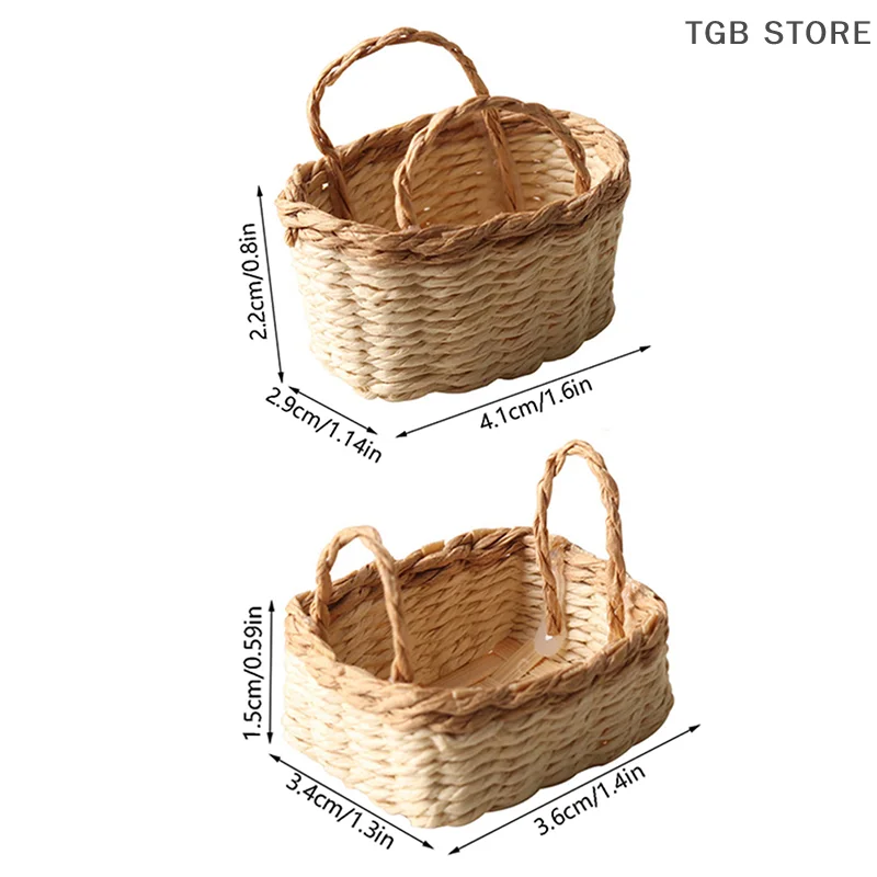 Cesta de almacenamiento con marco tejido en miniatura, 1 Uds., 1:12, comida vegetal, modelo de cocina, decoración, juguete, accesorios para casa de muñecas