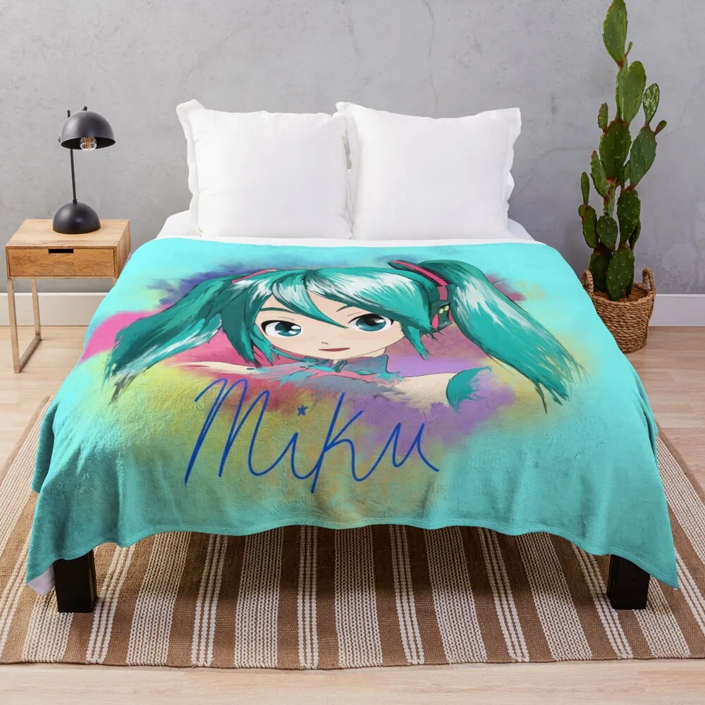 

Miku Watercolor Throw Blanket Flannel Furry Tourist Blankets