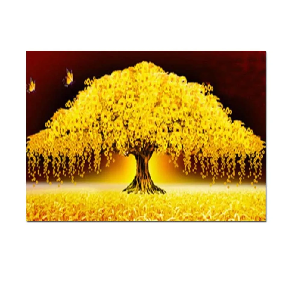 5D pittura diamante fai da te moderno albero dei soldi d\'oro immagine di strass punto croce ricamo kit mosaico albero della vita Decor