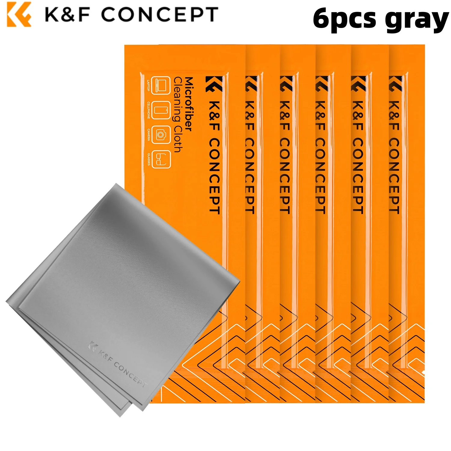 K&F CONCEPT 20/10/6pcsMicrofiber Reinigingsdoekjes Individueel vacuüm verpakte doek voor cameralens Bril Telefoons Scherm 15x15cm