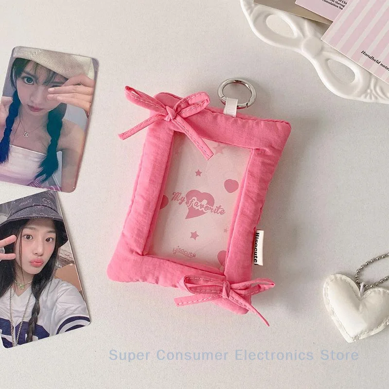 Affordable Bow Keychain Card Case; Lightweight Idol Picture Protection Cover Bag Ornament Gifts