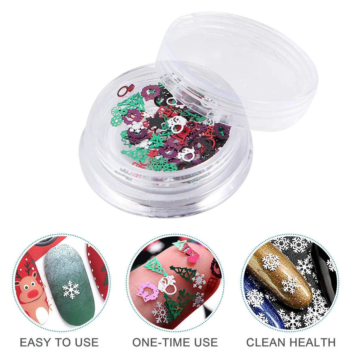 2 個ネイルスパンコール超薄型クリスマスメタルネイルアートデカール DIY マニキュアスノーフレークステッカーホリデーパーティーマニキュアスパンコール