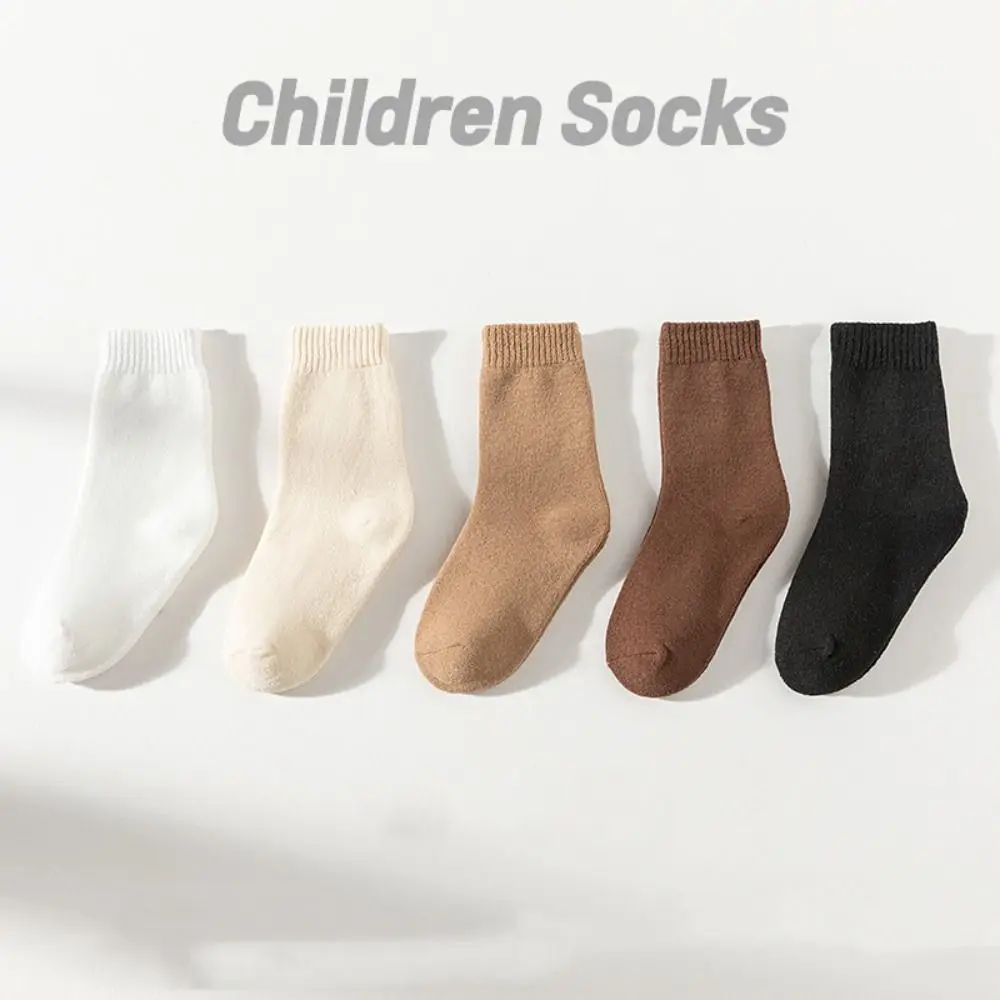 

5Pairs Short Tube Kids Thicken Socks Warm Cute Girls Floor Plush Socks Hosiery Sleeping Children's Winter Socks Children