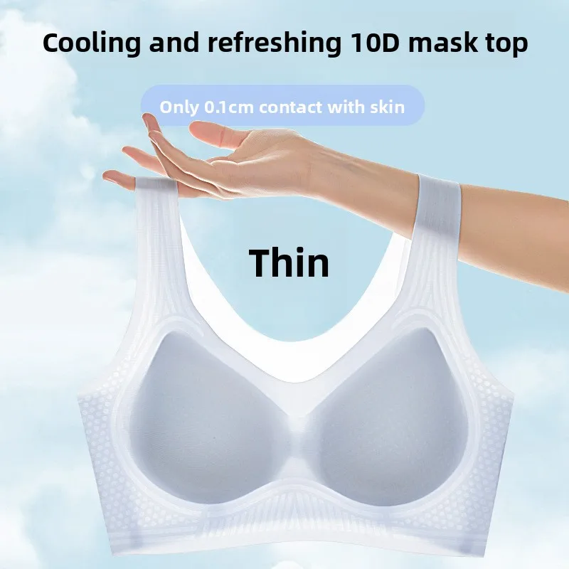 

Summer Thin Women's Bra Breathable Steel Ring Jelly Strip Gathered Fixed Cup Underwear Comfortable Home Clothes Brief Details