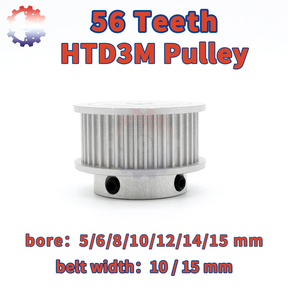 56Teeth HTD3M Timing Pulley 56T 56 Teeth 3M Pulley Belt Width 10 15mm Bore 6/7/8~22/25mm HTD 3M Synchronous Wheel 3M Belt Pulley